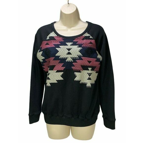 Freeway Womens Pullover Sweatshirt Size Small Aztec Print Long Sleeve Banded Hem - Picture 1 of 10